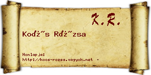 Koós Rózsa névjegykártya